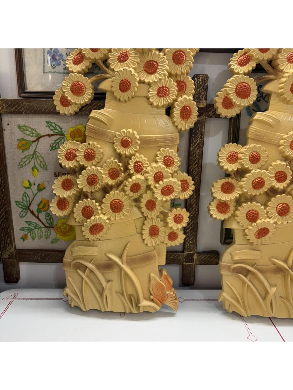 Floral 3d wall art vintage 70s - Picture 4 of 6